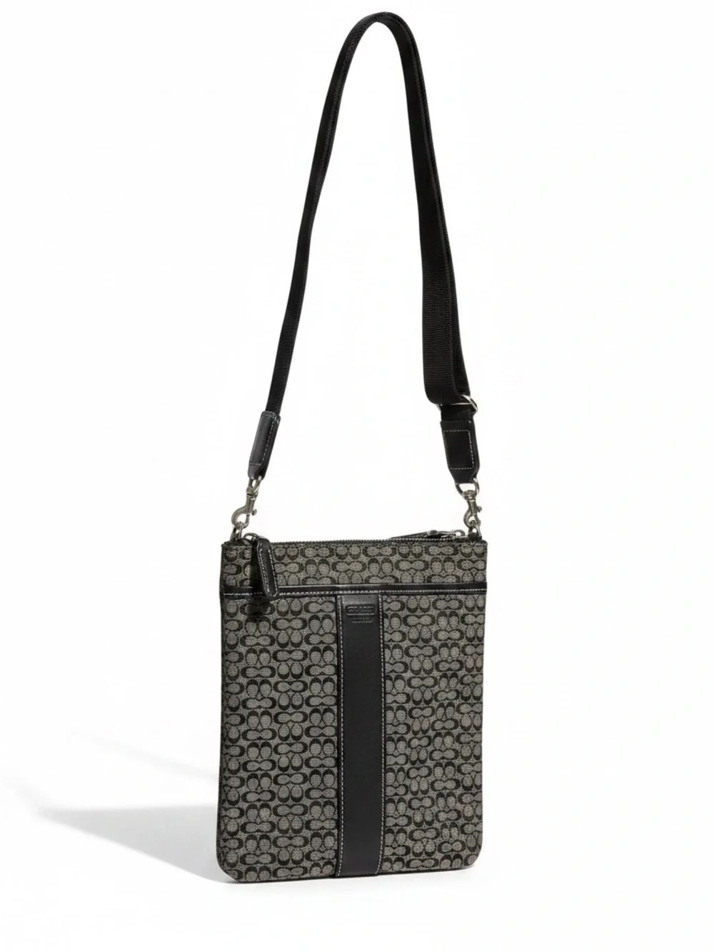 Coach Gray and Black Signature Crossbody Bag